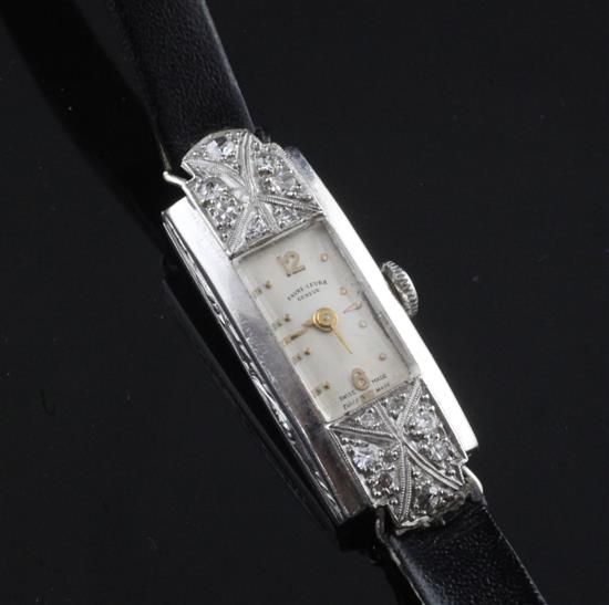 A ladys platinum and diamond set Favre-Leuba manual wind cocktail watch,